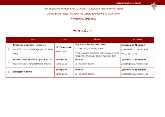 Aktualne terminy webinarów III kwartał 2023 r