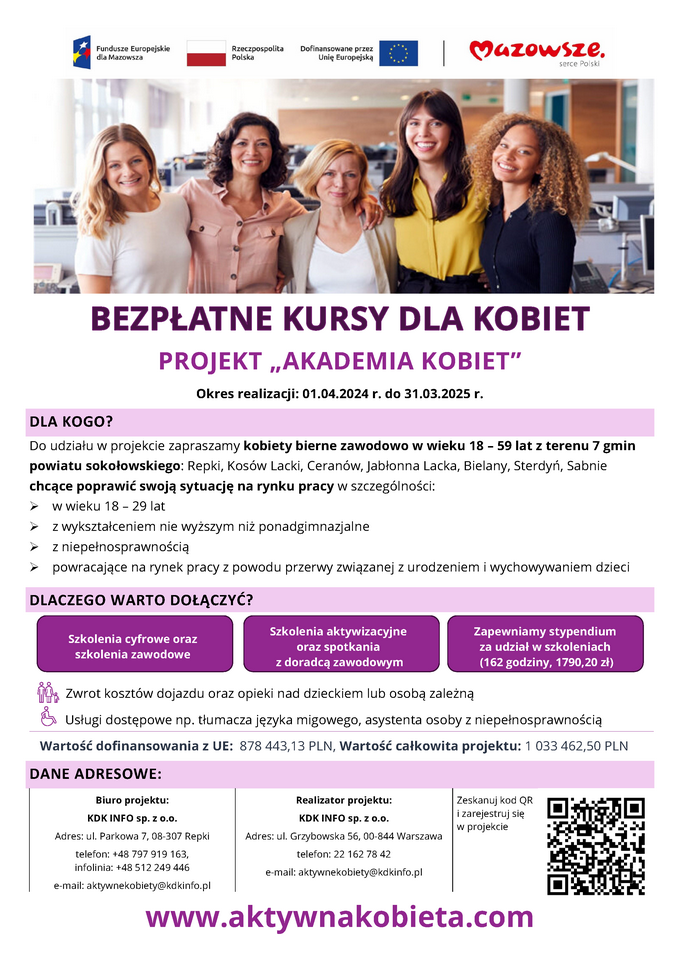 Plakat rekrutacyjny Akademia kobiet