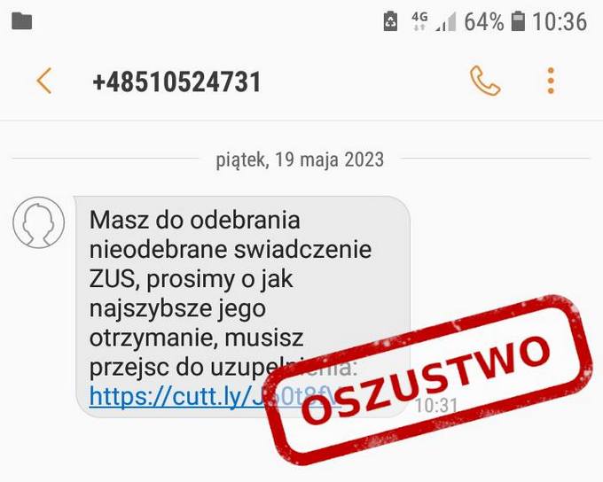 Zrzut ekranu z oszustwem wyłudzającym dane