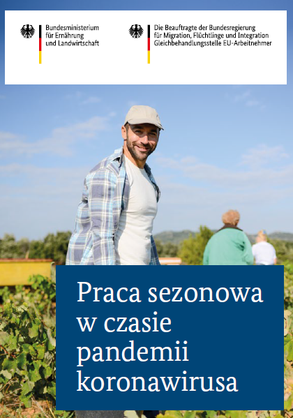 Plakat nt. pracy sezonowej w Niemczech w czasie pandemii COVID-19